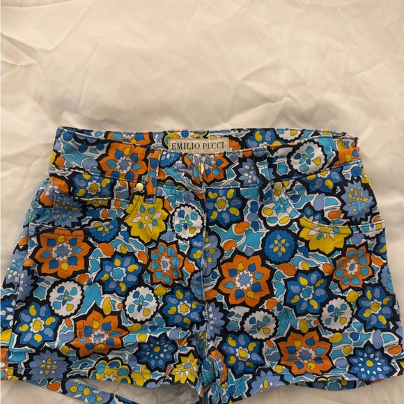 Emilio Pucci Pants - Emilio Pucci High Waist Floral Shorts - Blue, Orange, Yellow